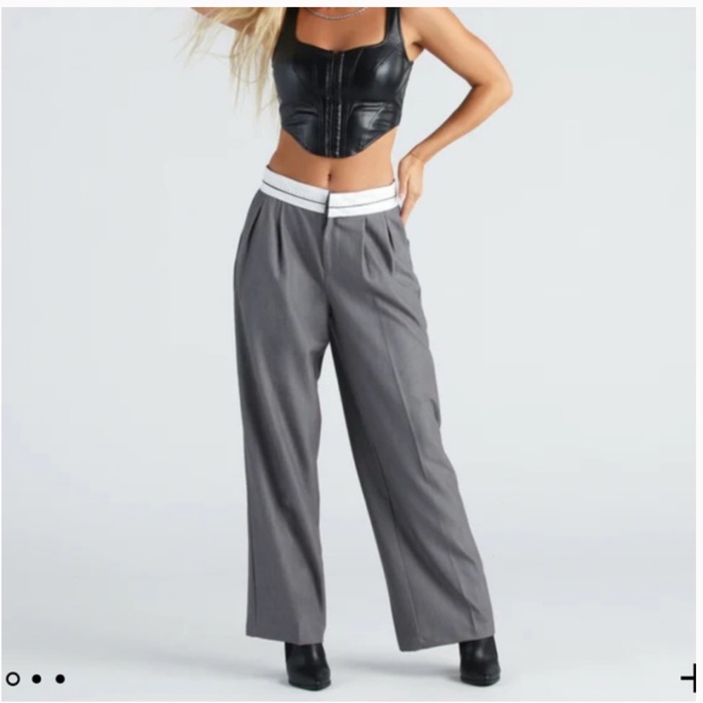 Elegant Gray Wide-Leg Women's Pants